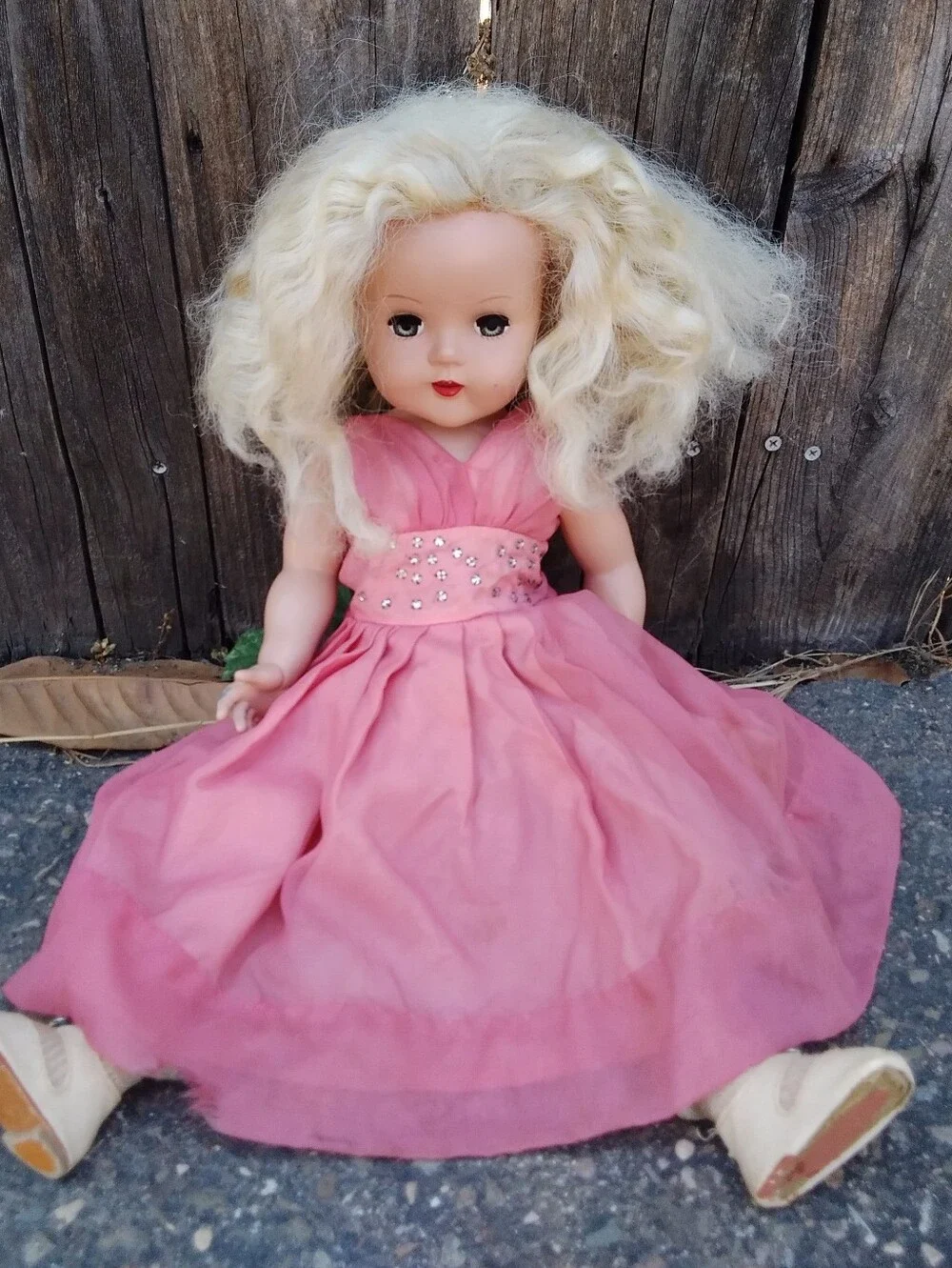Vintage Doll Antique 40s 50s Blonde Walker Blue Eyes 20